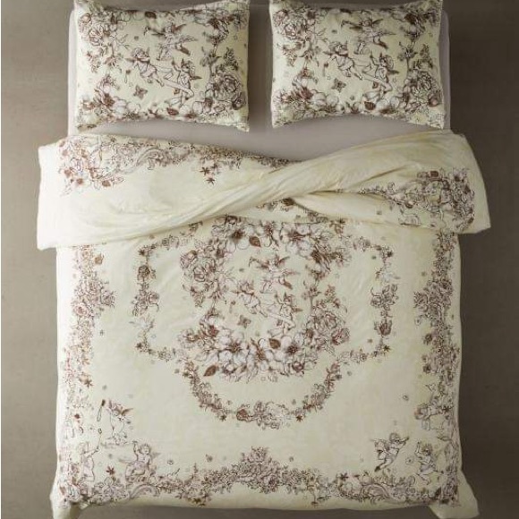 NWT Urban Outfitters Cherub Toile Duvet Cover Full/Queen in Mint - Picture 1 of 6